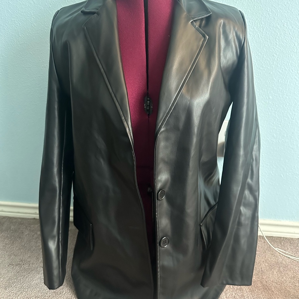 Black Leather Blazer Jacket